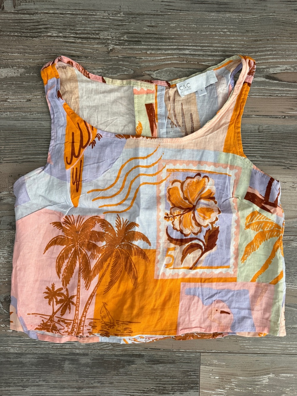 C&C California Tropical Print Crop Tank